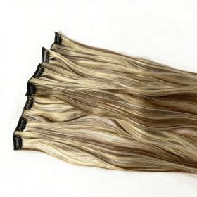 Heat Resistant Hairpiece Cool Brown WithBlonde Highlights For Women High-Quality Durable Easyto Use Versatile Styling Options Clip In