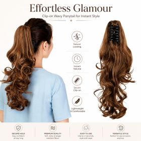 Clip-in Ponytail Hair Extension 22 Inches Wavy CurlySynthetic Wig For Women High-Quality Hairpiece Easy-to-Wear Lightweight